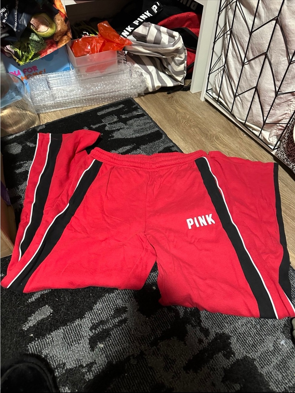 PINK Victoria's Secret Red Sweatpants with White Drawstring